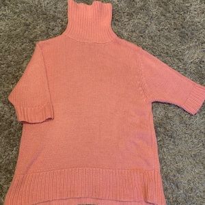 Peach turtleneck sweater. Short sleeves. Worn once, in perfect condition